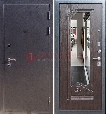 Черная входная дверь с зеркалом МДФ внутри ДЗ-29 в Железнодорожном