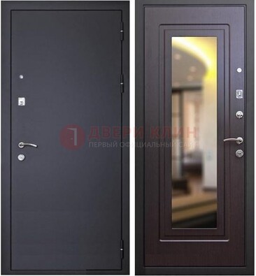 Черная железная дверь с зеркалом ДЗ-30 в Щербинке