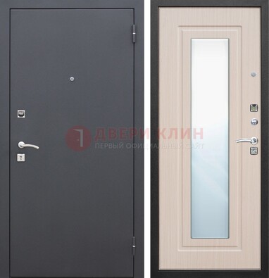 Черная входная дверь с зеркалом МДФ внутри ДЗ-31 в Железнодорожном