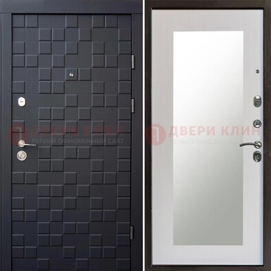 Черная стальная дверь МДФ и зеркалом ДЗ-50 в Железнодорожном