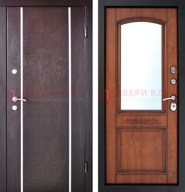 Входная дверь с МДФ и МДФ внутри с зеркалом ДЗ-88 в Железнодорожном